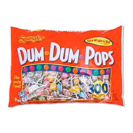 Spangler Dum Dum Pops, Assorted Flavors, Individually Wrapped, 300/Pack SPA60